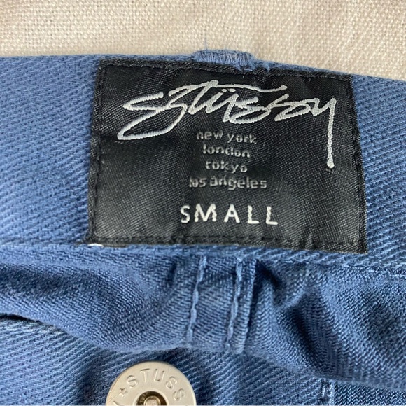 STUSSY Cropped Pants Women' Size Small 28x28 Straight Leg 100% Cotton Blue - Picture 9 of 15